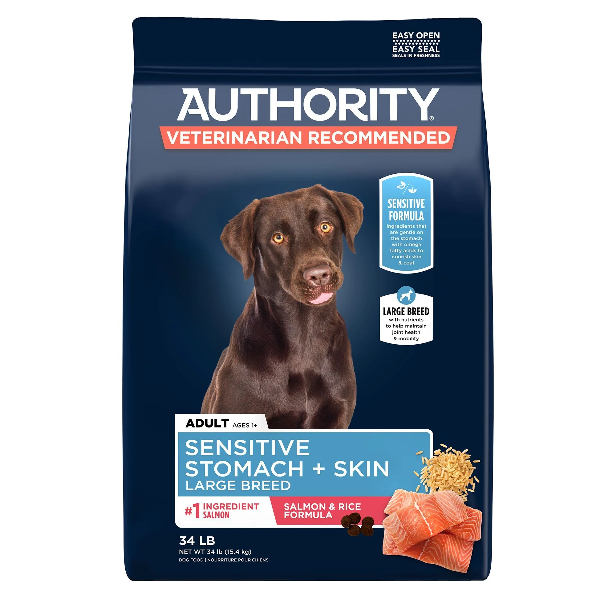 Authority Sensitive Stomach & Skin Large Breed Adult Dog Dry Food - Salmon & Rice Authority Sensitive Stomach & Skin Large Breed Adult Dog Dry Food - Salmon & Rice - Image 1