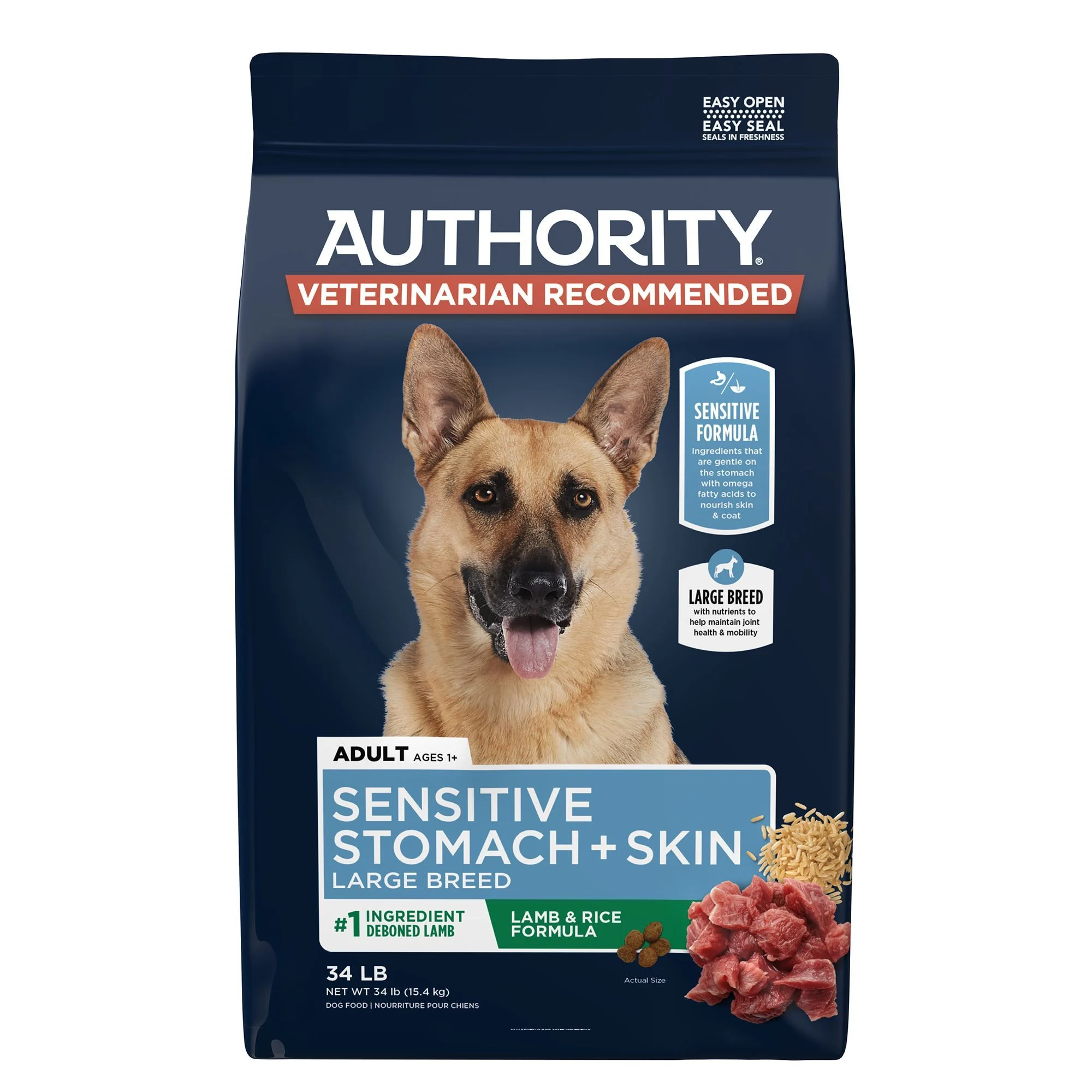 img_1761118556097_937_mKtaOWlyY.webp Authority Sensitive Stomach & Skin Large Breed Adult Dog Dry Food - Lamb & Rice, 34 lb - Image 1