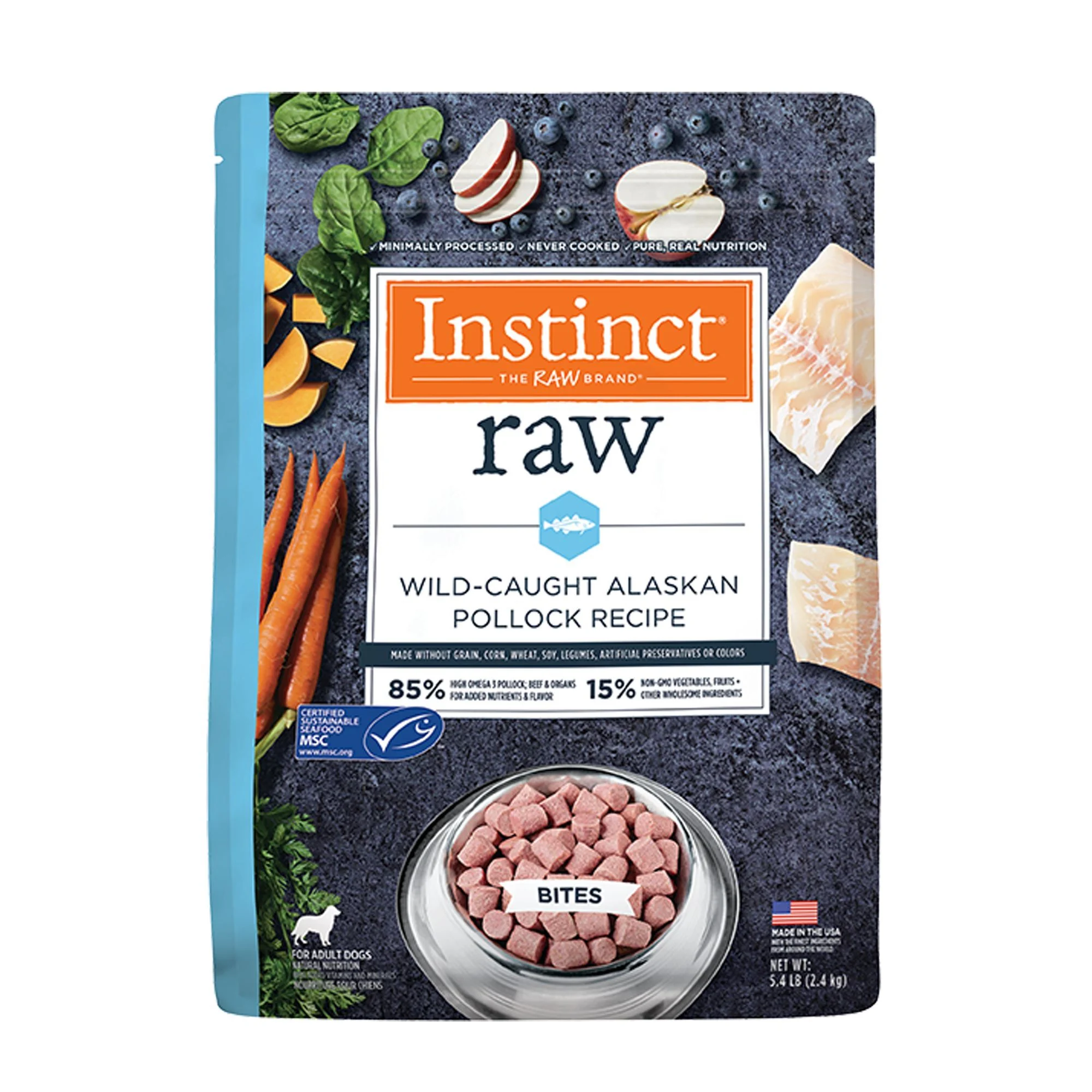 img_1761123722388_200_rMoCFqayn.webp Instinct® Raw Bites Adult Frozen Dog Food - Raw, Grain Free, Alaskan Pollock - Image 1