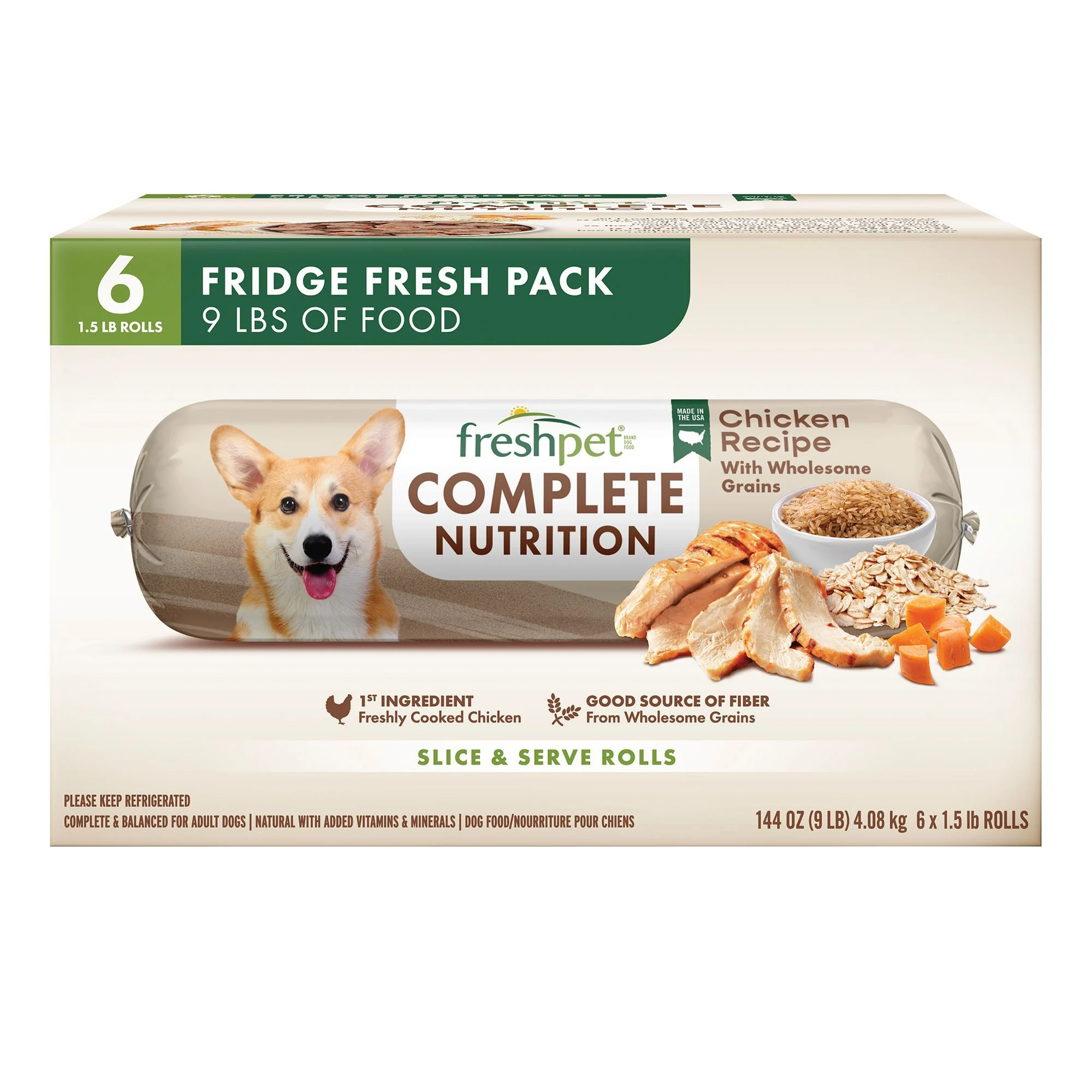 img_1761125868337_104_IMFxMaoK16.webp Freshpet Complete Nutrition Chicken Roll Multipack - 1.5 lb Rolls (6 Pack) - Image 1