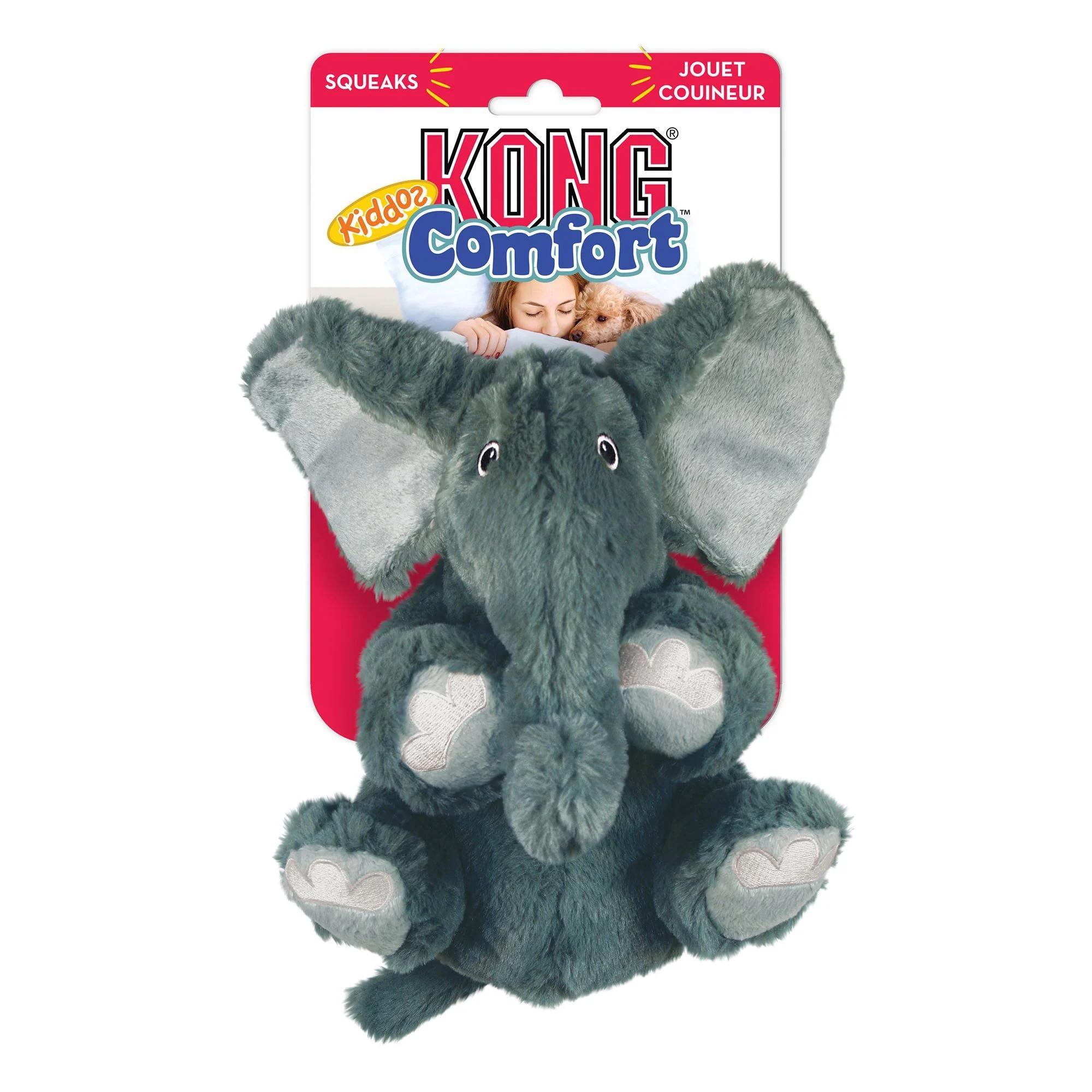 img_1761273591325_254_zrZiVfsBq.webp KONG® Kiddos Comfort™ Elephant Dog Toy - Plush, Squeaker - Image 1