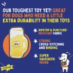 Joyhound® Rip Roarin' Tough Beer Dog Toy - Squeaker - Image 2
