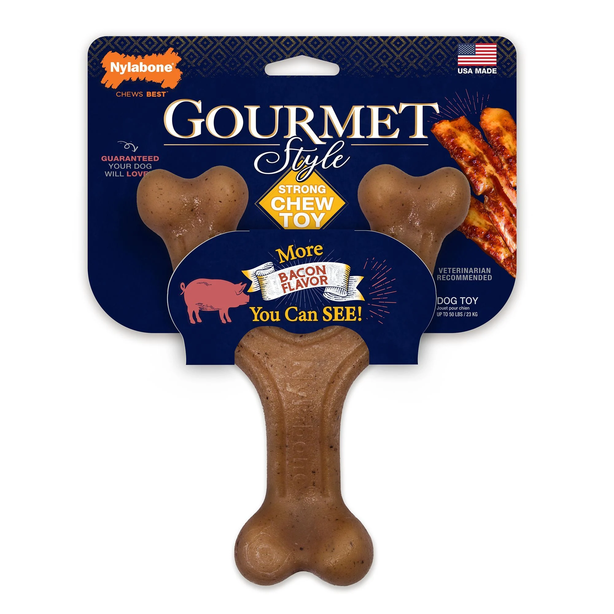 img_1761273761965_977_WVcKhrt3j.webp Nylabone® Gourmet Wishbone Chew Dog Toy - Bacon - Image 1