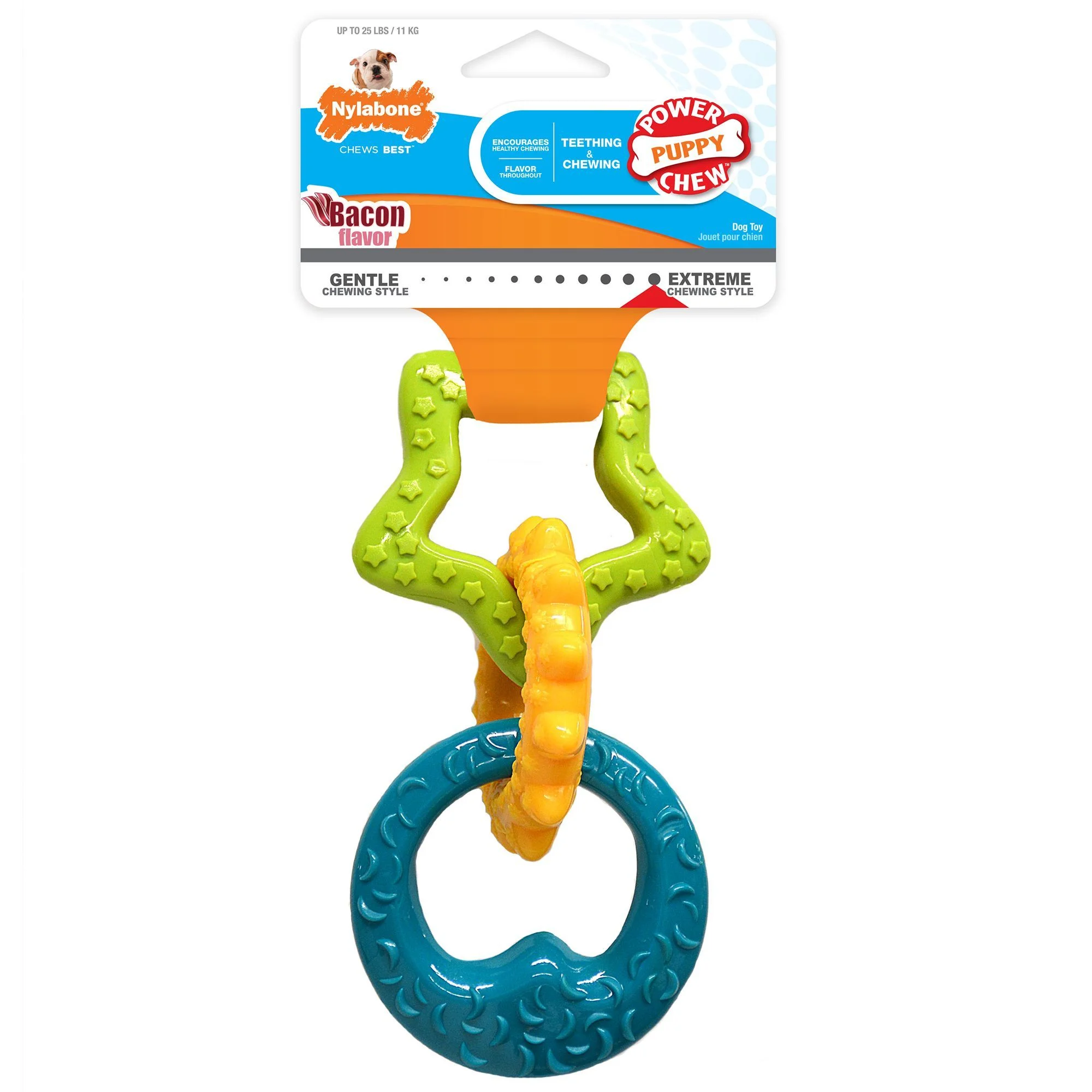 img_1761273771006_262_HGNLPHL6q.webp Nylabone® Power Puppy Chew Teething Ring Dog Toy - Bacon Flavor - Image 1