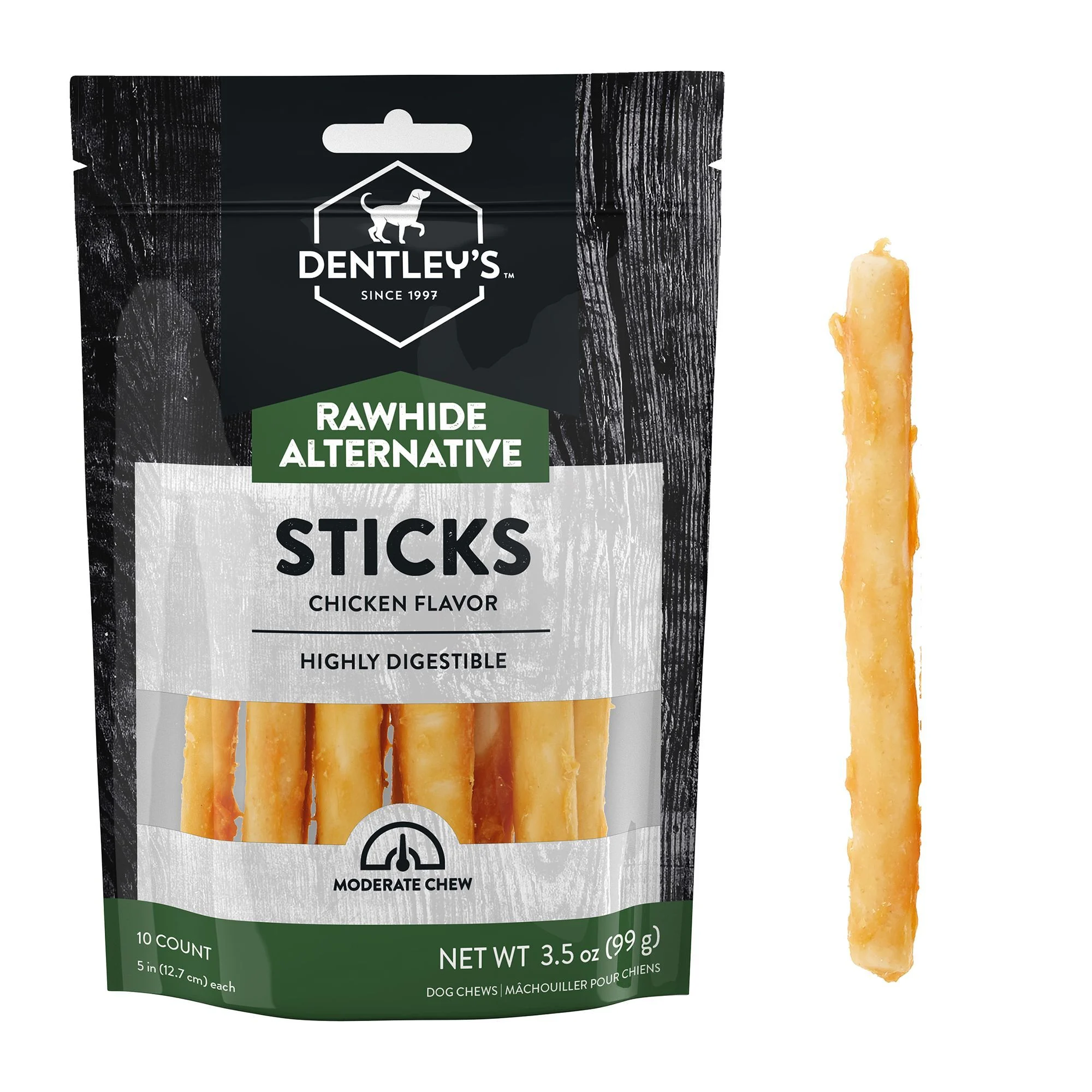 img_1761275988678_54_ZMhT5E3vR.webp Dentley's® Rawhide-Free 5" Retriever Sticks Dog Chew - Chicken, 10 Count - Image 1