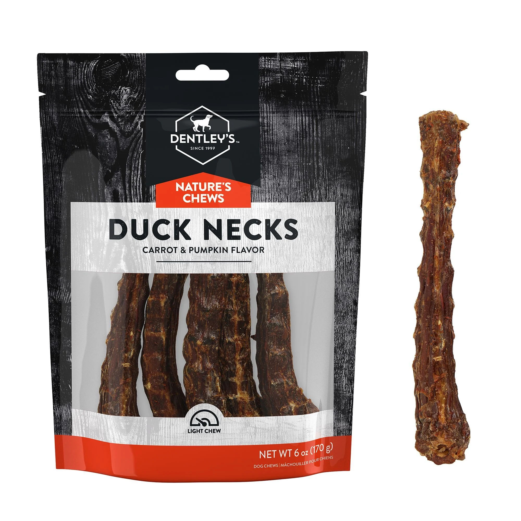 img_1761276011608_386_YilphuTJe.webp Dentley's Nature's Chews Duck Neck Carrot and Pumpkin 6 OZ - Image 1