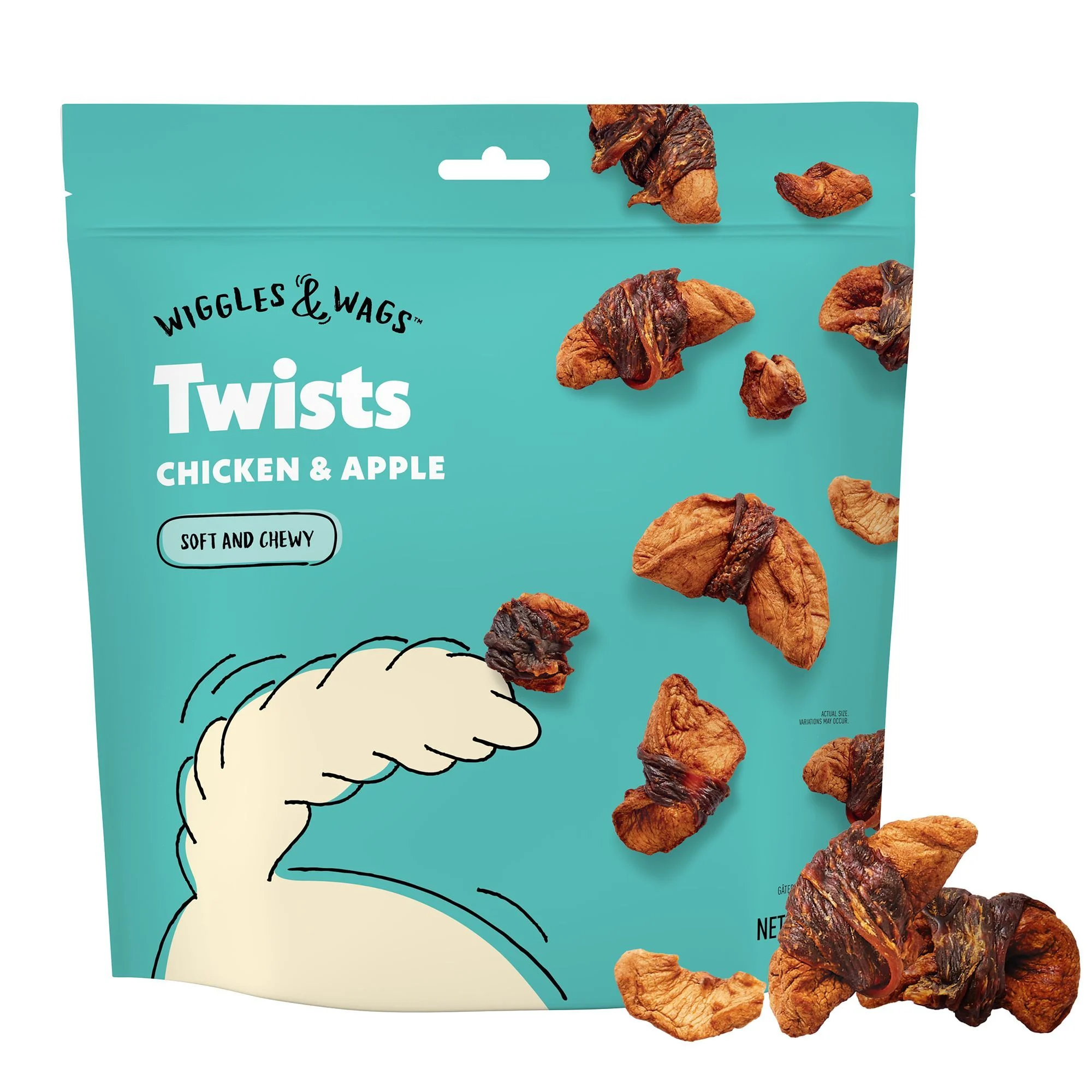 img_1761280791670_655_uDkew04II.webp Wiggles & Wags Chicken & Apple Twists Dog Treats 16 OZ - Image 1