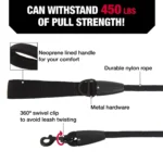 KONG® Neoprene Handle Rope Dog Leash: 4-ft long - Image 3