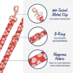 Top Paw® Strawberry Print Neoprene Dog Leash: 4-ft long, 1-in wide - Image 3