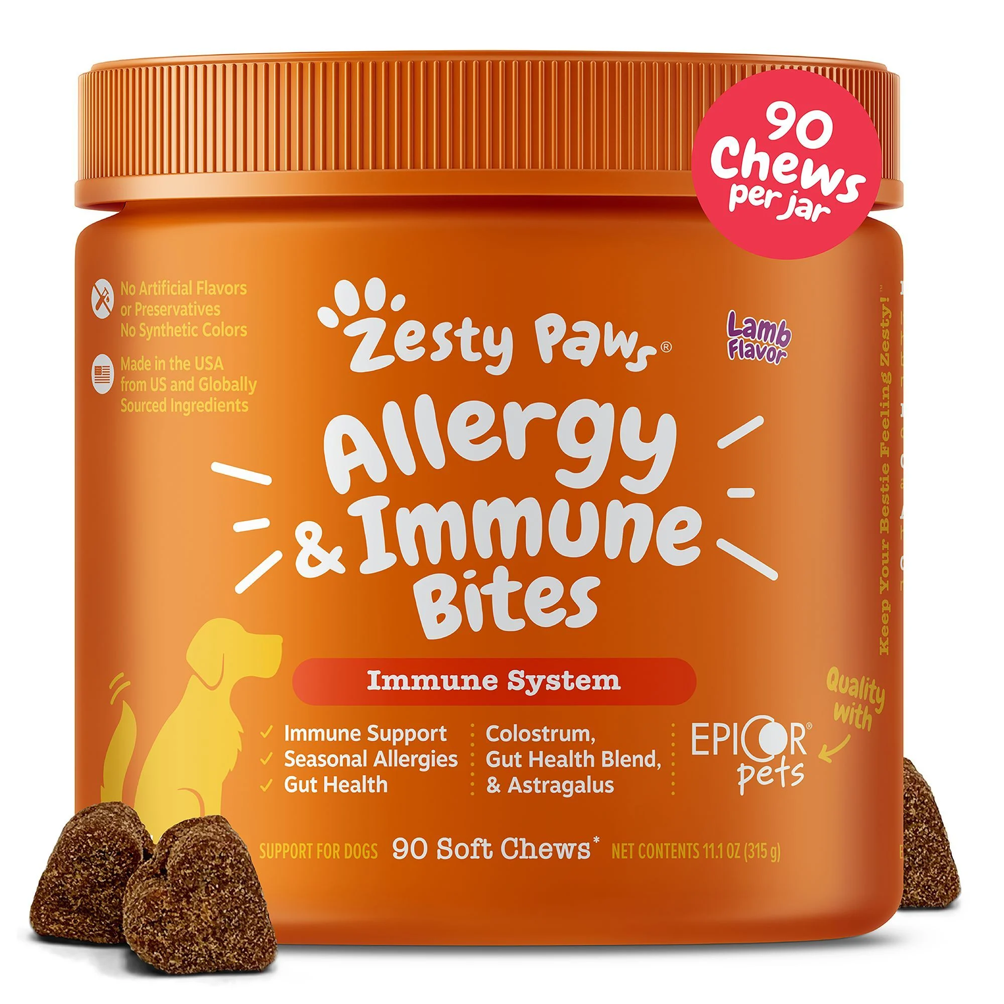 img_1761298955335_324_BZmArcYAgb.webp Zesty Paws Allergry & Immune System Supplement for Dogs - Lamb Flavored Soft Chews - 90 Count - Image 1