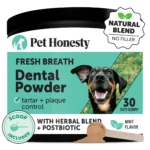 Pet Honesty Fresh Breath Dental Powder Supplement for Dogs, Mint Flavor, for Dogs Over 1 lb