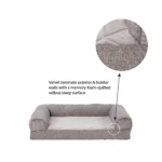 Top Paw® Gray Velvet Orthopedic Couch Dog Bed - Image 3
