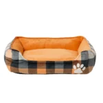 Thrills & Chills® Orange Plaid Spooky Cuddler Dog Bed - Black, Gray & Orange - Image 2