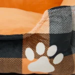 Thrills & Chills® Orange Plaid Spooky Cuddler Dog Bed - Black, Gray & Orange - Image 3