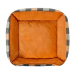 Thrills & Chills® Orange Plaid Spooky Cuddler Dog Bed - Black, Gray & Orange - Image 4