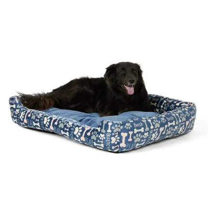 Top Paw® Bone and Paw Print Cuddler Dog Bed