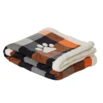 Thrills & Chills® Orange Plaid Cozy Throw Pet Blanket