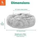 FurHaven Calming Cuddler Donut Pet Bed - Mist Gray 36" - Image 2