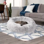 FurHaven Calming Cuddler Donut Pet Bed - Mist Gray 36" - Image 3
