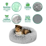 FurHaven Calming Cuddler Donut Pet Bed - Mist Gray 36" - Image 5