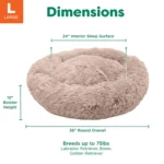 FurHaven Calming Cuddler Donut Pet Bed - Taupe 36" - Image 2
