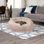 FurHaven Calming Cuddler Donut Pet Bed - Taupe 36" - Image 3
