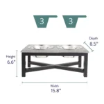 Top Paw® Grey Stone Top with Metal Legs Elevated Double Diner Dog Bowls - Image 2