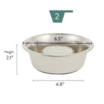 Top Paw® Paw Print Stainless Steel Slow Feeder Dog Bowl, 2-cup - Image 2
