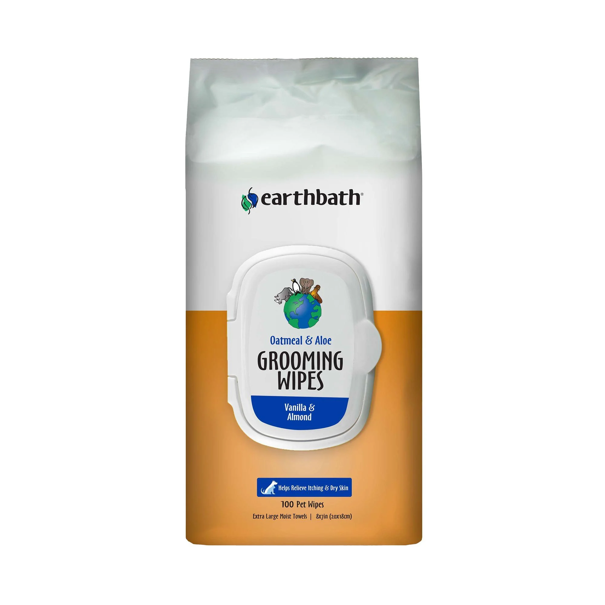 img_1761381416744_751_n2lgRjRTR.webp Earthbath Oatmeal & Aloe, Vanilla & Almond Grooming Wipes for Pets - XL Towels - 100ct - Image 1