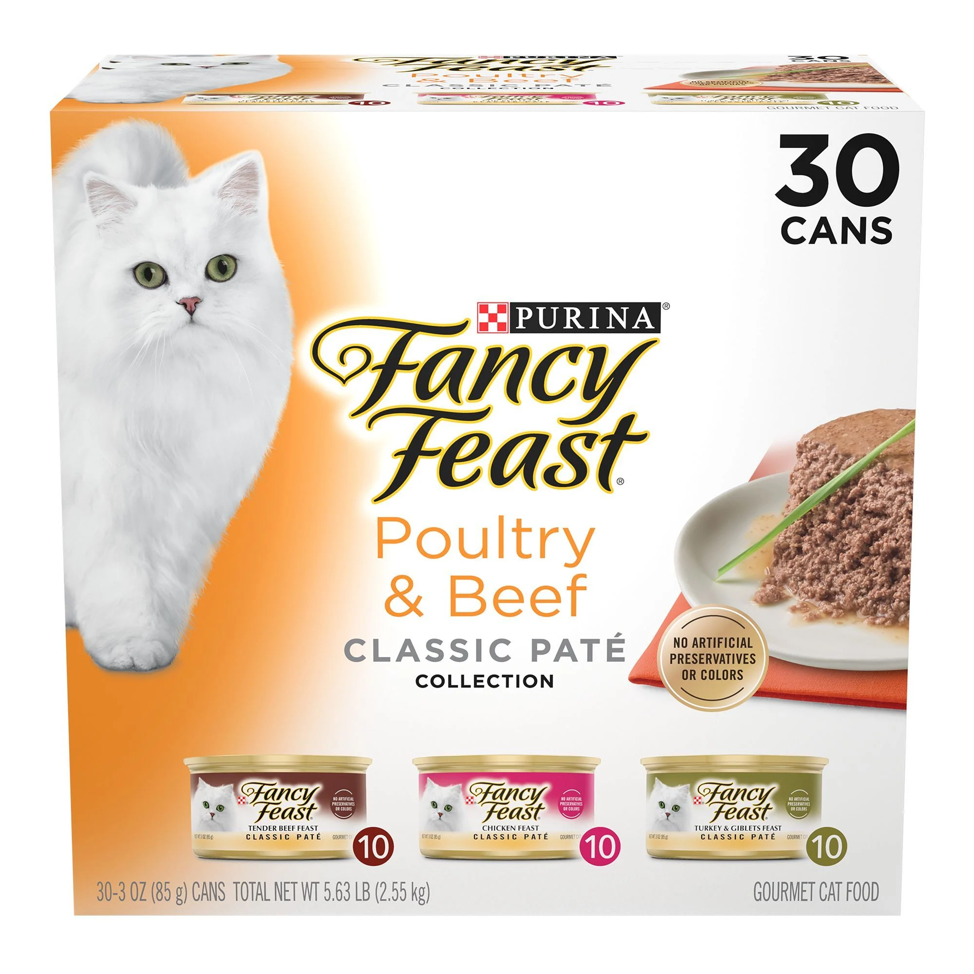 img_1761532291050_526_pZCEpLSQP.webp Purina® Fancy Feast® Classic Pate Wet Cat Food - Poultry & Beef, Variety Pack, 3 Oz, 30 Count - Image 1
