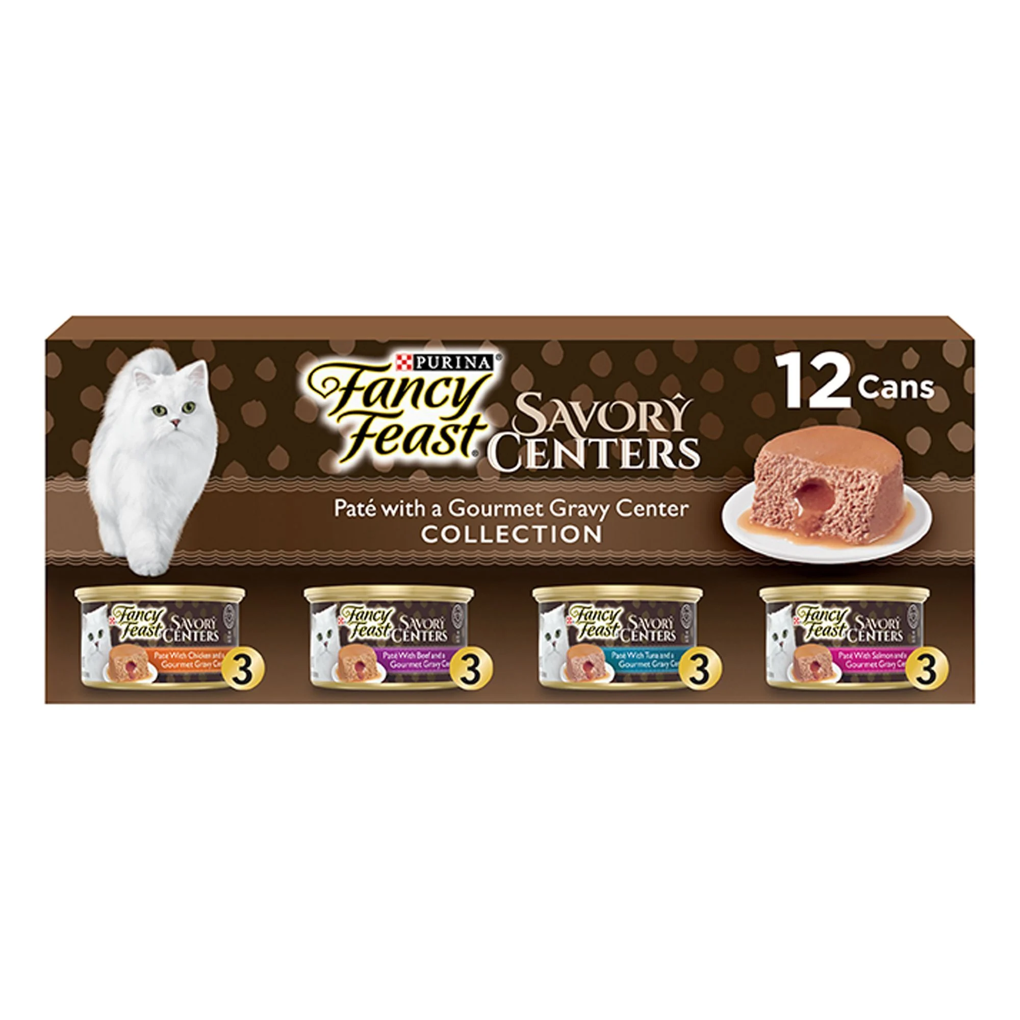 img_1761532402321_541_INVe_Teud.webp Fancy Feast® Savory Centers Adult Cat Wet Food - Pate & Gravy, Variety Pack, 3 Oz, 12 Count - Image 1