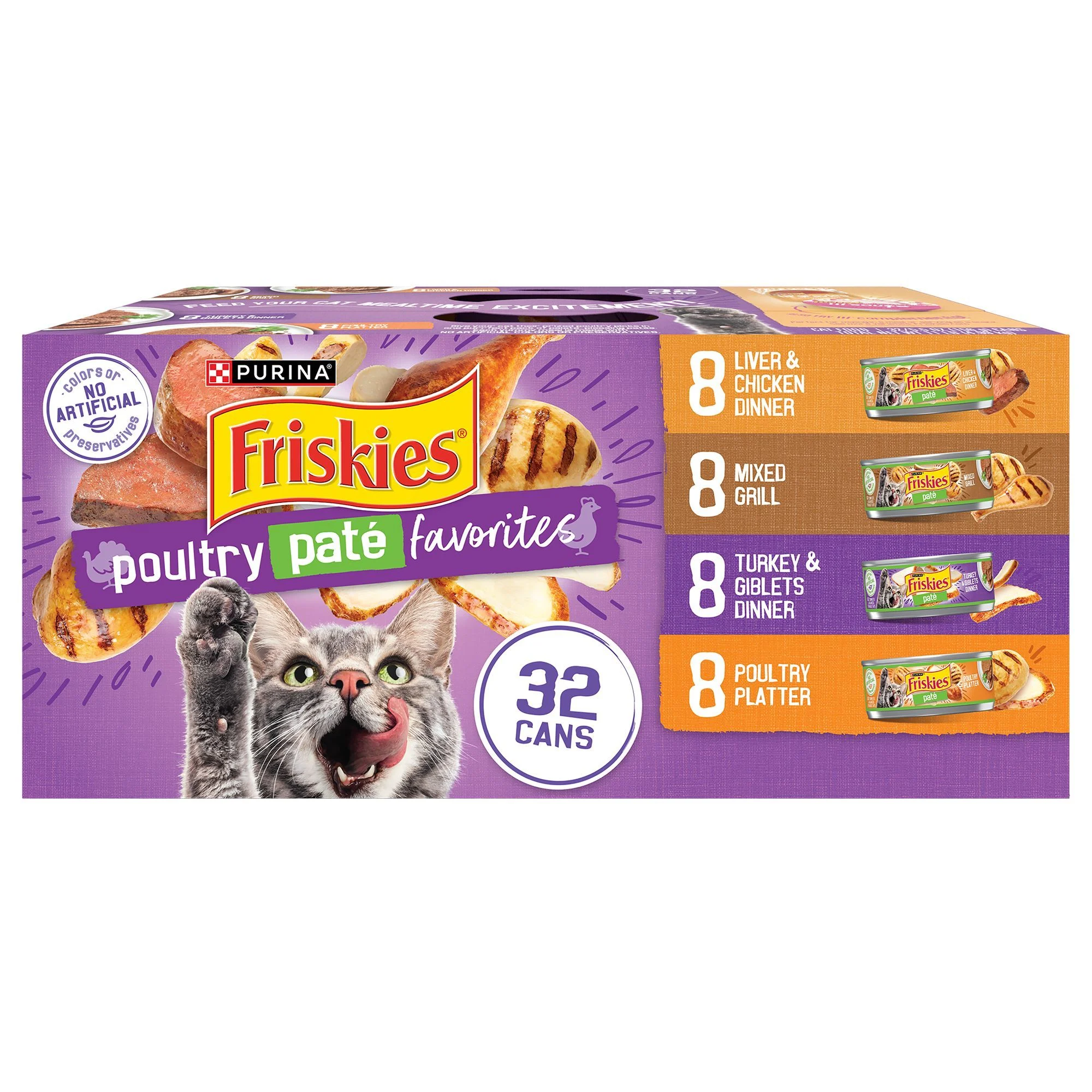 img_1761532853607_473__kPBt1xEA.webp Friskies® Poultry Pate Adult Cat Wet Food - Variety Pack, 5.5 Oz, 32 Count - Image 1