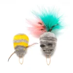 Cat Lures Wooly Bumble Bee & Wooly Mouse Attachement Cat Toy, 2 PK - Image 2
