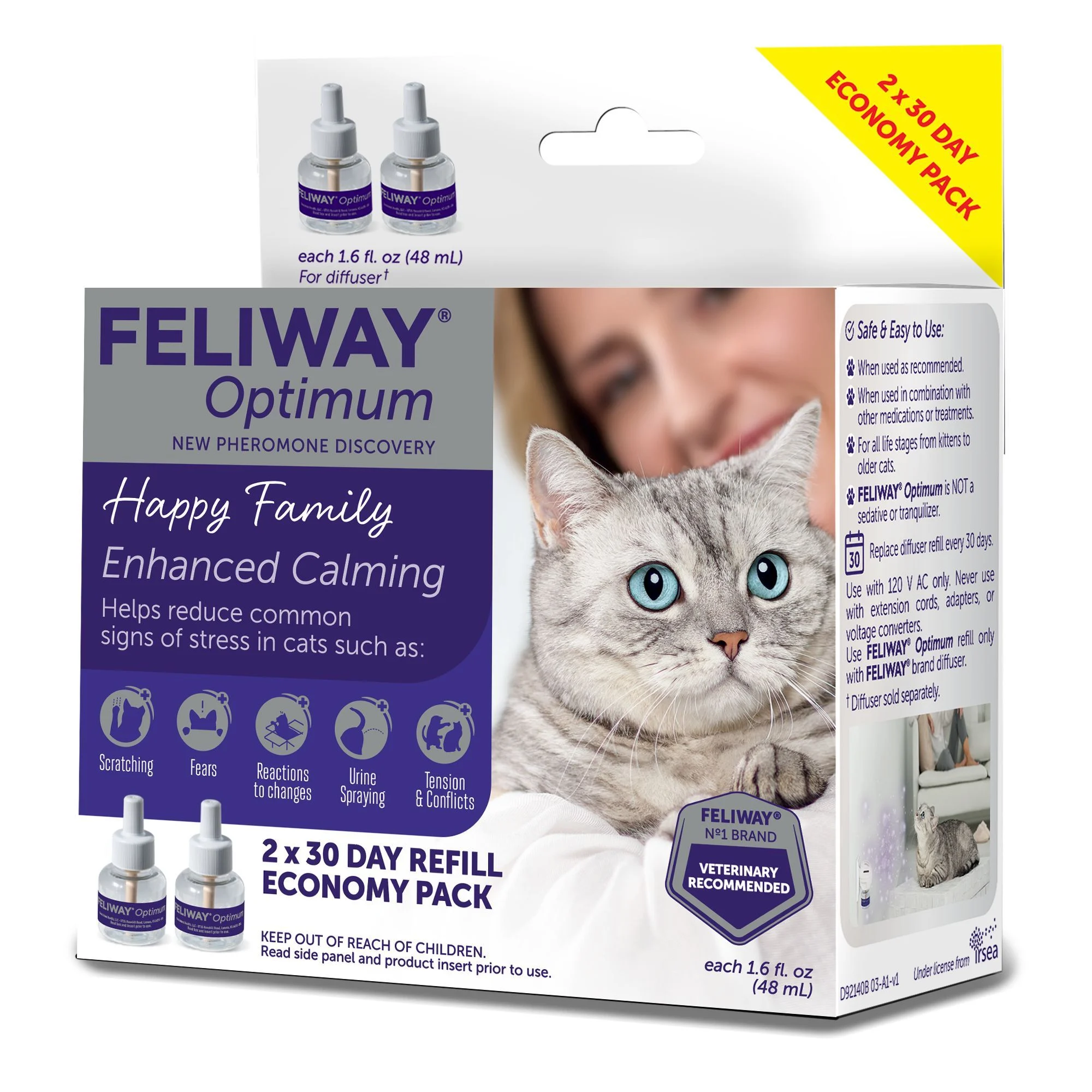img_1761617070169_177_Xofw2Qn1H.webp Feliway® Optimum Enhanced Calming Refill 48mL - 2 Pack - Image 1