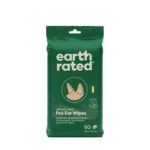 Earth Rated Hypoallergenic Ear Wipes for Dogs and Cats, Wild Oat Scent, 60 Count