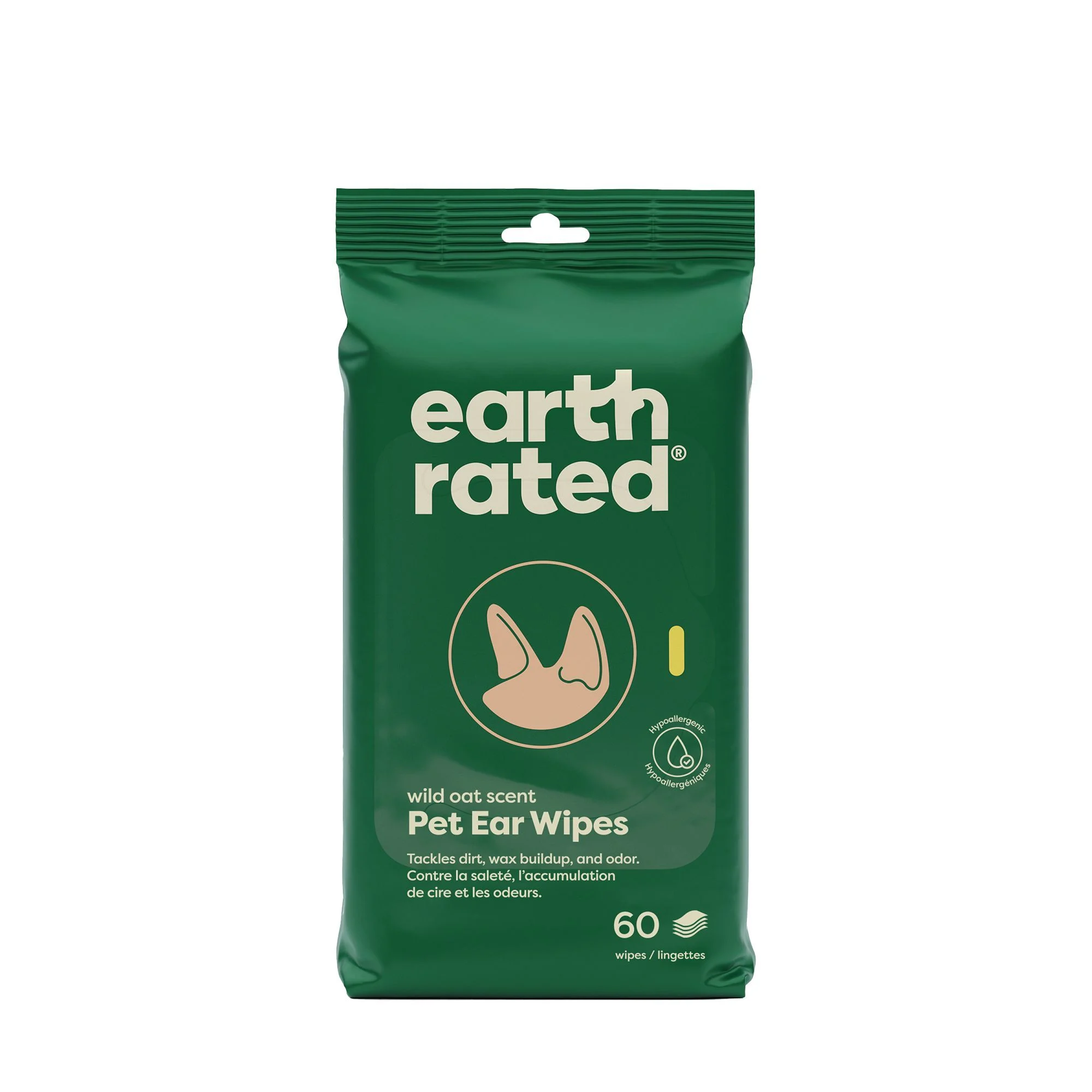 img_1761617339344_747_pNh1WGput.webp Earth Rated Hypoallergenic Ear Wipes for Dogs and Cats, Wild Oat Scent, 60 Count - Image 1