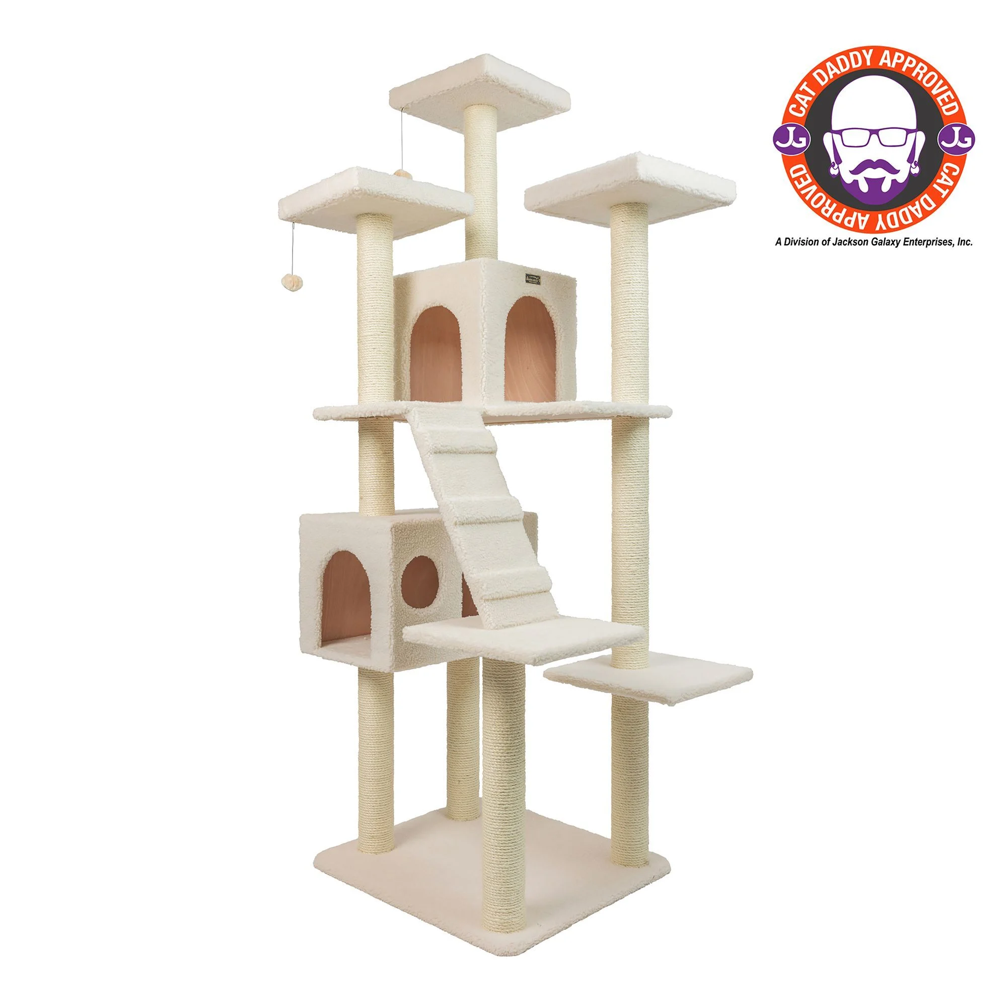 img_1761635283243_193_tuhW7v3o5.webp Armarkat 77-in Classic Faux Fleece Real Wood Cat Tree Large Cat Play Tower, Ivory - Image 1