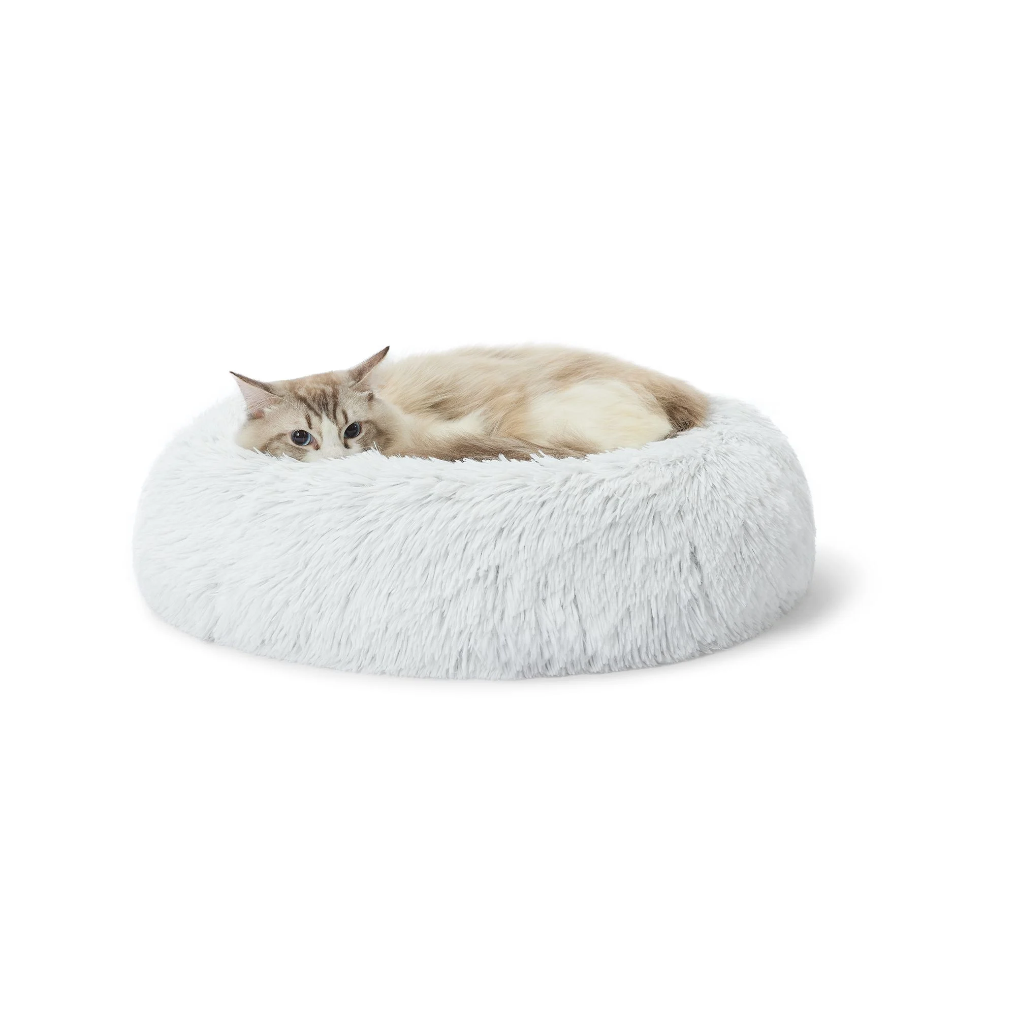 img_1761635350273_586_q6JS74D8h.webp Whisker City® White Mohair Fur Donut Cat Bed - Image 1