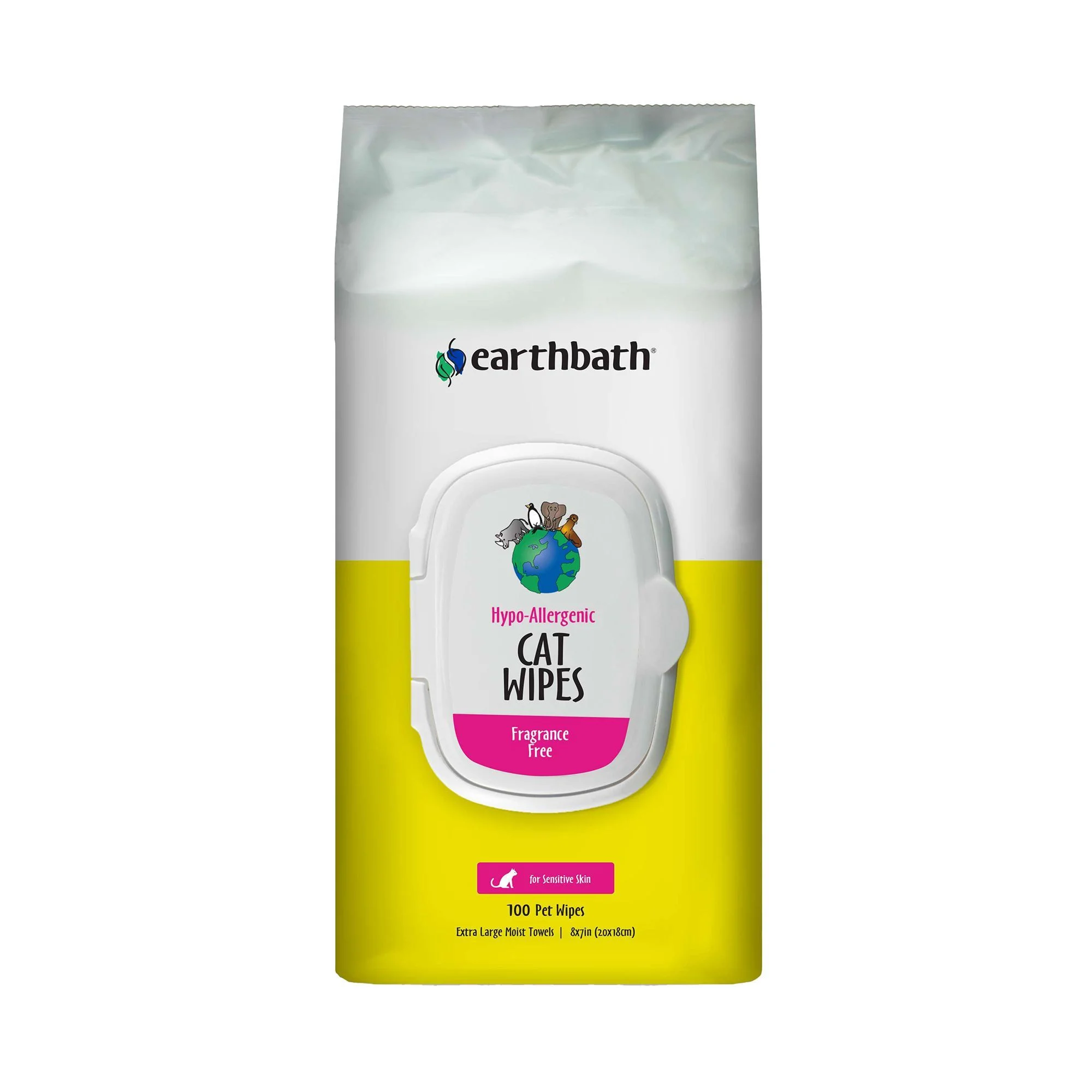 img_1761635748829_396_yqWuR12XLL.webp Earthbath Hypo-Allergenic Cat Wipes - Fragrance Free - Sensitive Skin - XL Towels - 100ct - Image 1